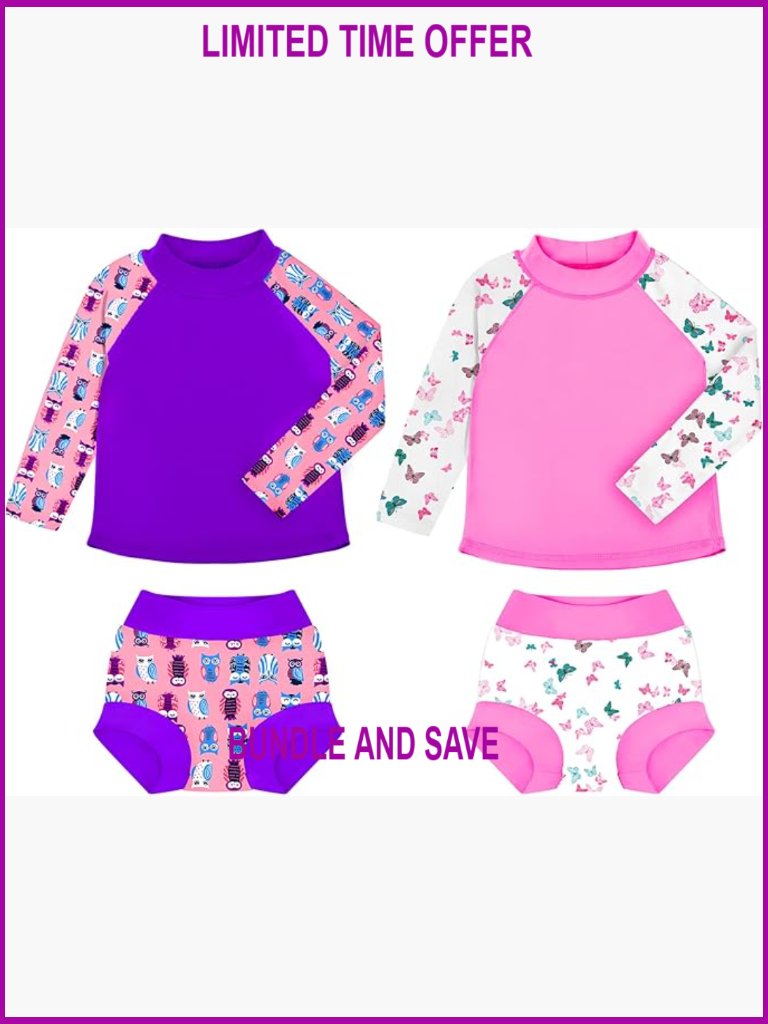 Toddler Rash Guard Swim Set Long Sleeve Upf 50+ Sun Protection Large